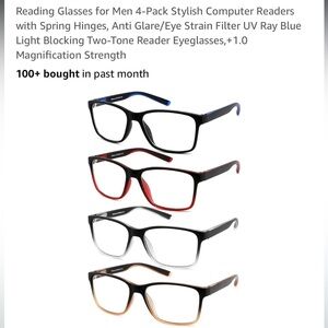 New four pack, blue light glasses. +1 magnification